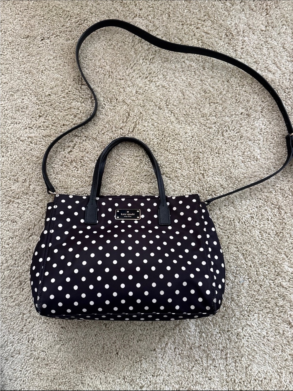 kate spade Black Polka Dot Satchel with crossbody strap